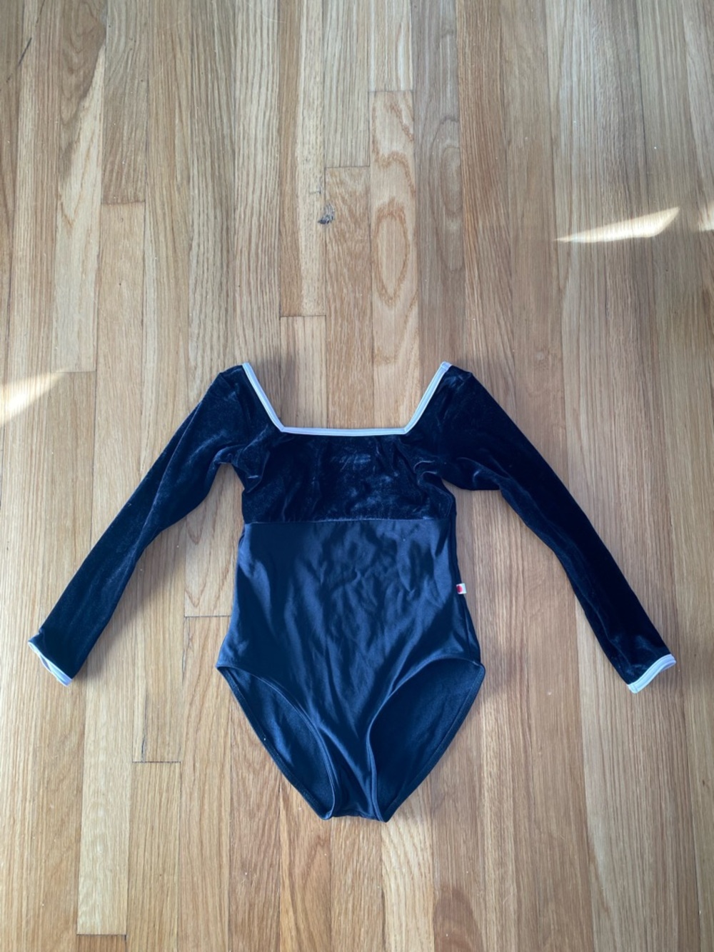 Yumiko Long-Sleeve Black Velvet Leotard